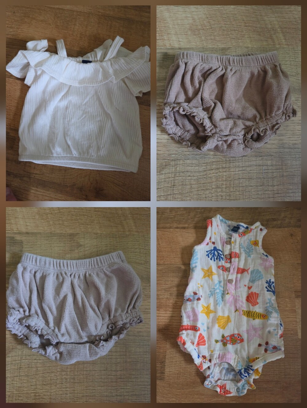 Old Navy Summer Baby Girl Lot - Cream, Brown And Nautical Pattern